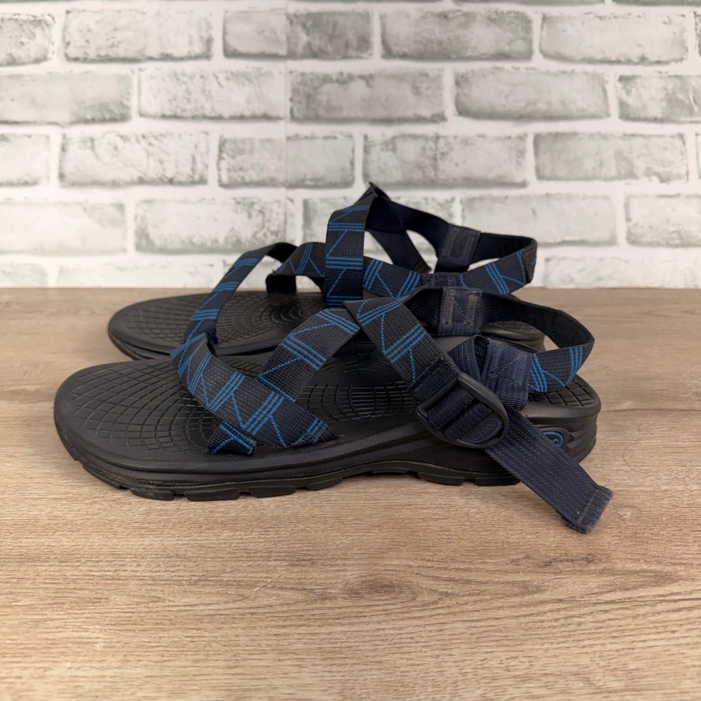 Chaco Z/Volv Sport Sandal Strappy Geometric Pattern Navy Blue Mens 12